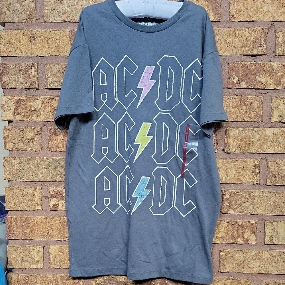 AC/DC Gray Short Sleeve Tee Size XS Cotton Blend Casual